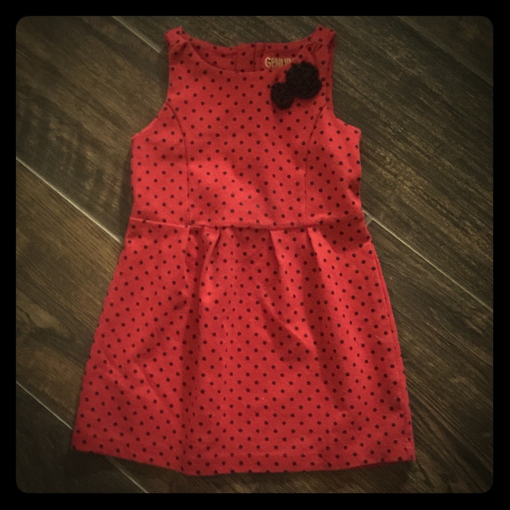 Girls red and black polka dot dress